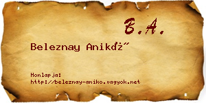 Beleznay Anikó névjegykártya